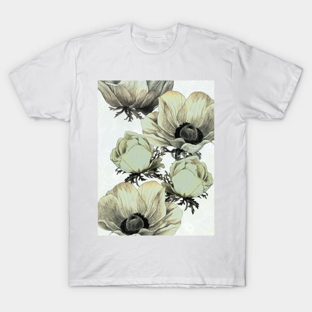 Anemone Flowers (White Background) T-Shirt by shany atzmon